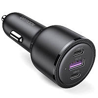 Автозарядка 3xUSB 69W (USB-C+USB-A) QC 3.0 Чорна (CD239) UGREEN