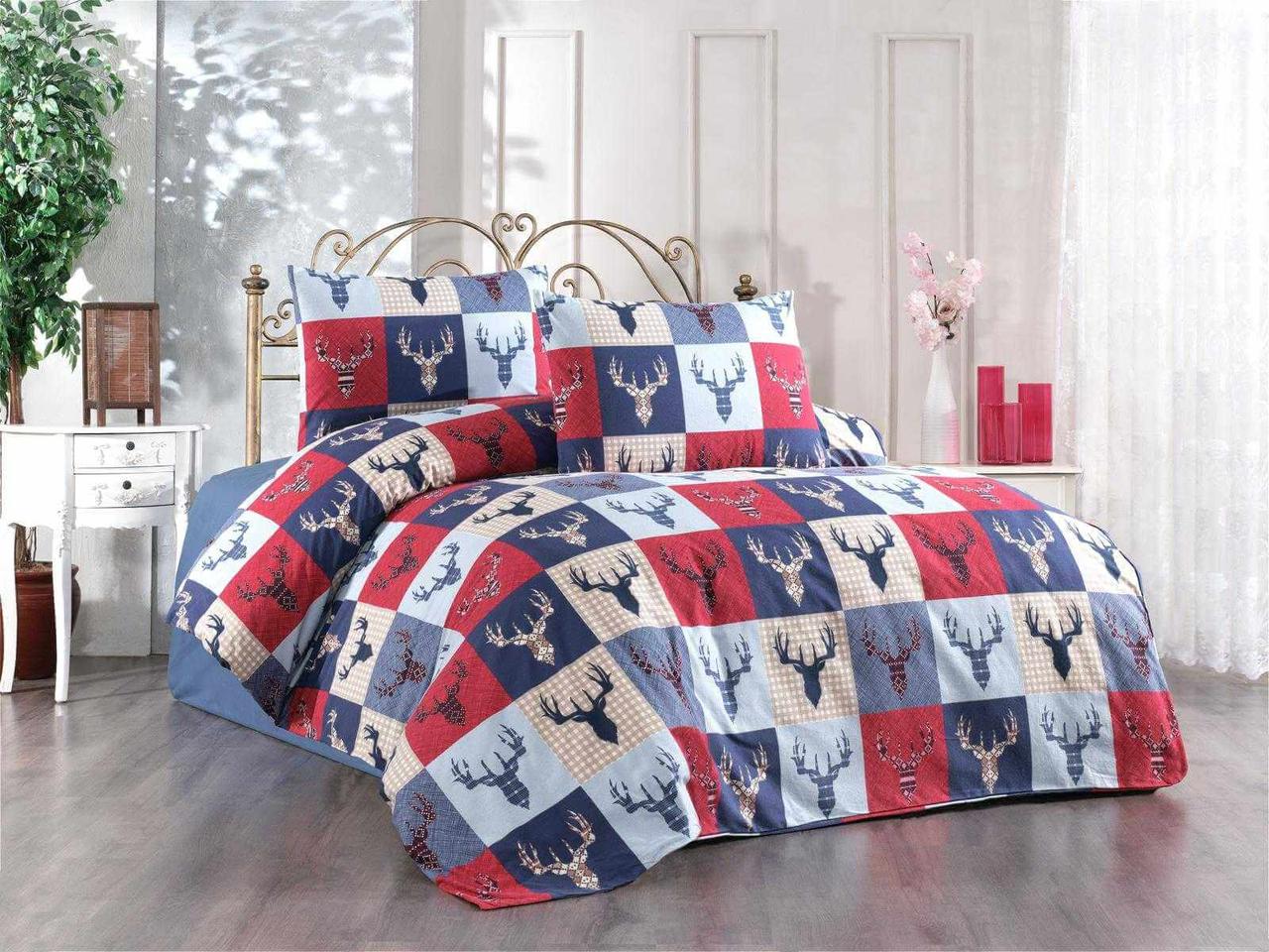 Новорічна Постільна білизна Фланель Belizza Christmas Burn полуторний, євро, сімейний, фото 1