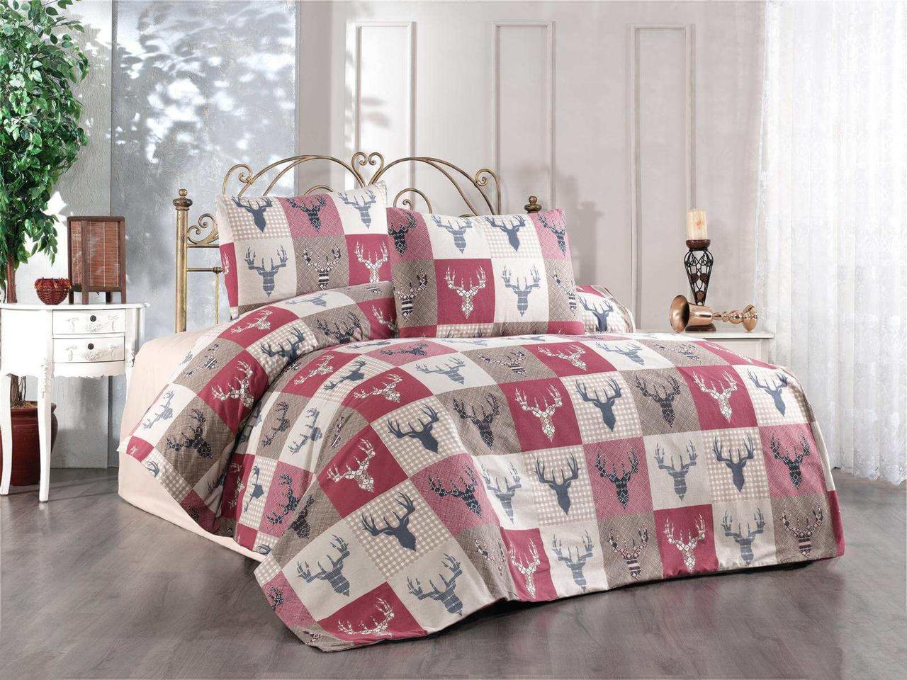 Новорічна Постільна білизна Фланель Belizza Border полуторний, євро, сімейний, фото 1