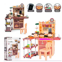 Дитяча велика інтерактивна кухня зі стільчиком "Home Kitchen" звукові світлові ефекти та парою 93 деталі