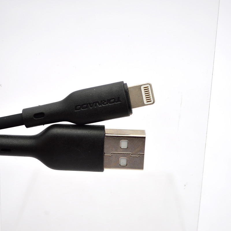 Кабель Tornado TX19 Silicone Cable Lightning 2.4A 1M Black, фото 3