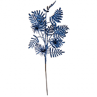 Новогодняя декоративная ветка для композиций синяя 44 см