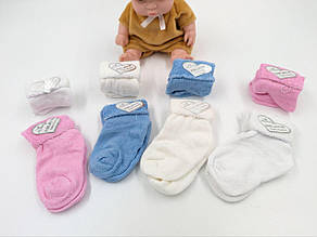 Дитячі шкарпетки, махрові шкарпетки Eslayn для хлопчиків та дівчат однотонні з відворотом. Розмір 0, МІКС 12 пар/уп