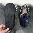 Тапочки чуні жіночі велюрові сині на хутрі SV 2878, фото 3