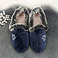 Тапочки чуні жіночі велюрові сині на хутрі SV 2878, фото 5