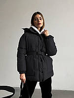 Женская зимняя куртка-пуховик Reload Elly черная / Зимний короткий пуховик оверсайз стильный теплый