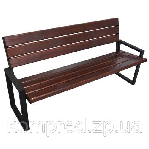 Лавка садова Куточок Економ зі спинкою в стилі ЛОФТ 1500х450х800 Чорний Куток+тр40х20, фото 1