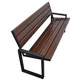 Лавка садова Куточок Економ зі спинкою в стилі ЛОФТ 1500х450х800 Чорний Куток+тр40х20, фото 4