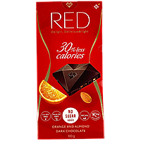 Шоколад чорний з апельсином та мигдалем (без цукру та глютену) Ред Делайт Red Delight 100g 20шт/ящ (Код: