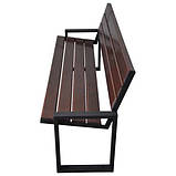 Лавка садова Куточок зі спинкою в стилі ЛОФТ 1500х450х800 Чорний Куток+тр40х40 OL906/1, фото 3