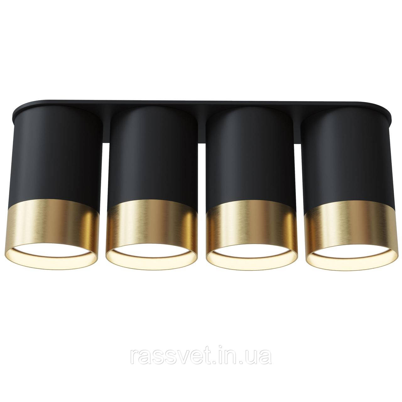 Точковий спот BP Black/White Gold на 4 лампи NEW, арт. 28008 Золотий/чорний