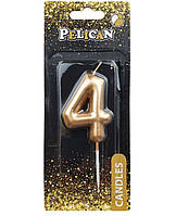 Свічка для торта "4" золотий 6см