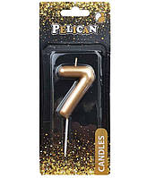 Свічка для торта "7" золотий 6см