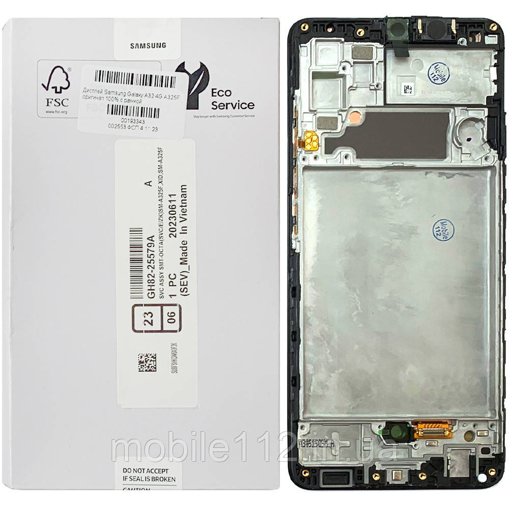 Дисплей (екран) Samsung Galaxy A32 4G A325F з тачскріном (оригінал 100% Service Pack з рамкою), фото 1