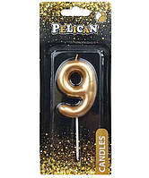 Свічка для торта "9" золотий 6см