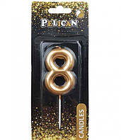 Свічка для торта "8" золотий 6см