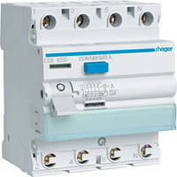 ПЗВ 4 полюси 25А 30мА тип А CDS425D Hager