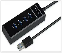 USB 3,0 разветвитель на 4 порта, до 5 гбит, 30 см, Черный