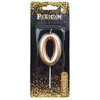 Свічка для торта "0" золотий 6см