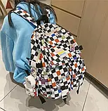 Стильний рюкзак для школи у клітку кольоровий, фото 3