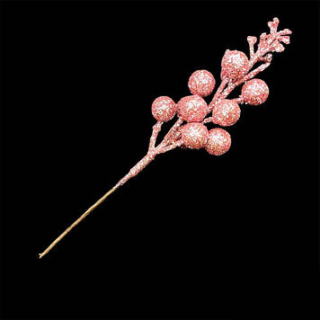 Блискуча штучна гілочка для декору 19 см, колір пудра