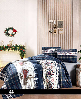 Півтораспальна Постільна білизна Фланель First Choice Flannel Nature Navy Blue 160х220см