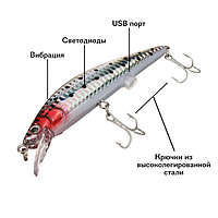 Электронный воблер Рыбка Twitching Lure , приманка электронная с USB-зарядкой, Воблер вибрирующий NZD