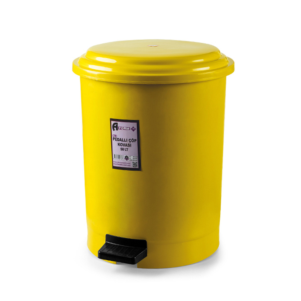 Велике відро для відходів з педаллю 50 Л, пластик, жовтий Afacan Plastik