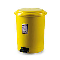 Большое ведро для отходов с педалью 50 Л, пластик, желтый Afacan Plastik