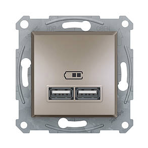 Розетка USB Schneider Electric Asfora бронза 2ЮСБ внутрішня EPH2700269, фото 1