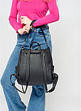 Жіночий рюкзак сумка чорний повсякденний класичний однотонний, матова еко-шкіра, фото 2