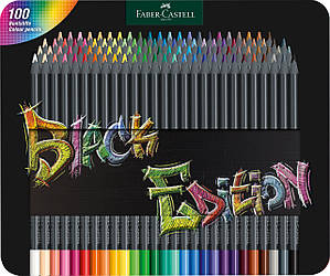 Олівці кольорові Faber-Castell Black Edition colour pencils 100 кольорів тригранні чорне дерево, 116490