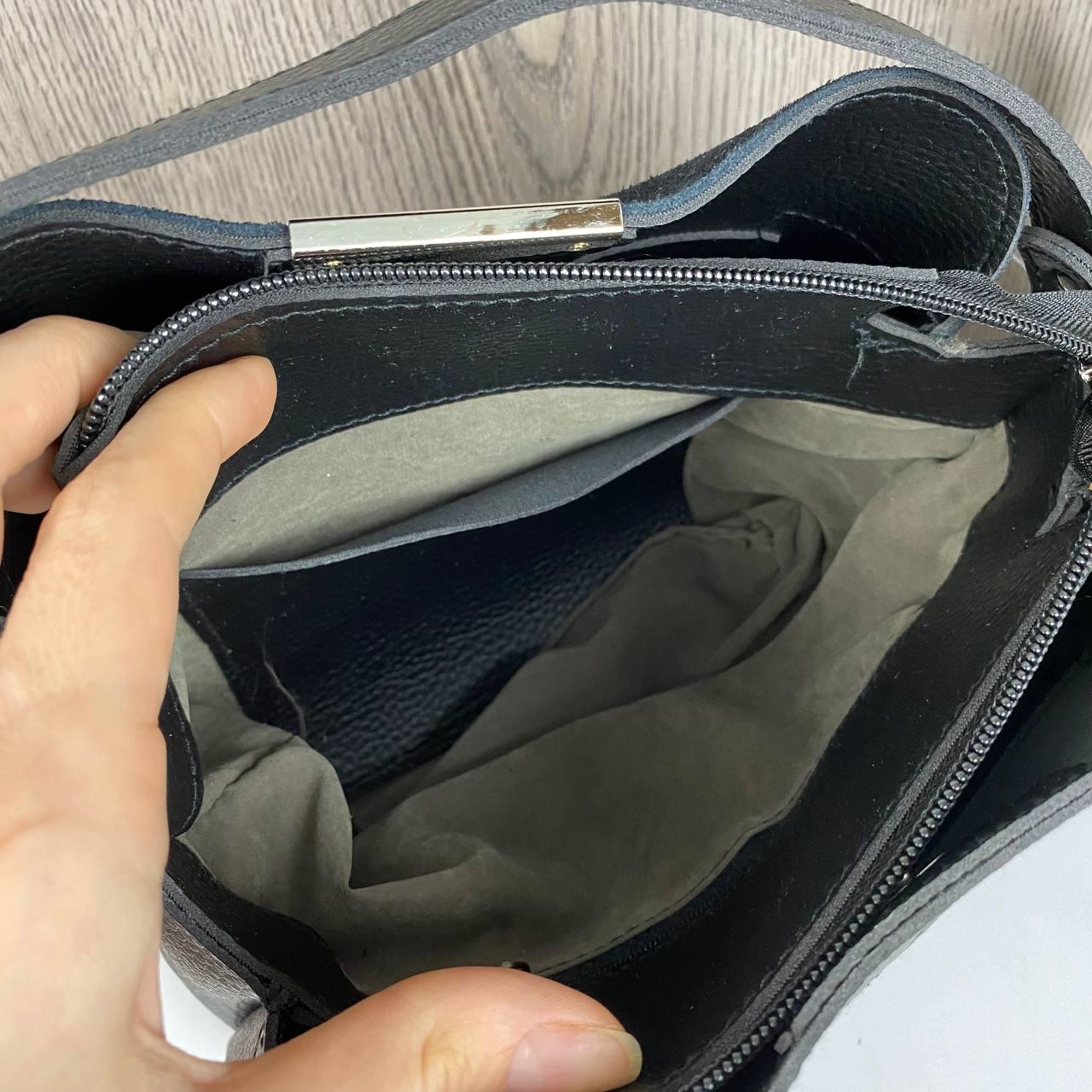 Женская мини сумочка на плечо натуральная замша эко кожа черная сумка для девочек Selli Жіноча міні сумочка на - фото 3 - id-p2016390504