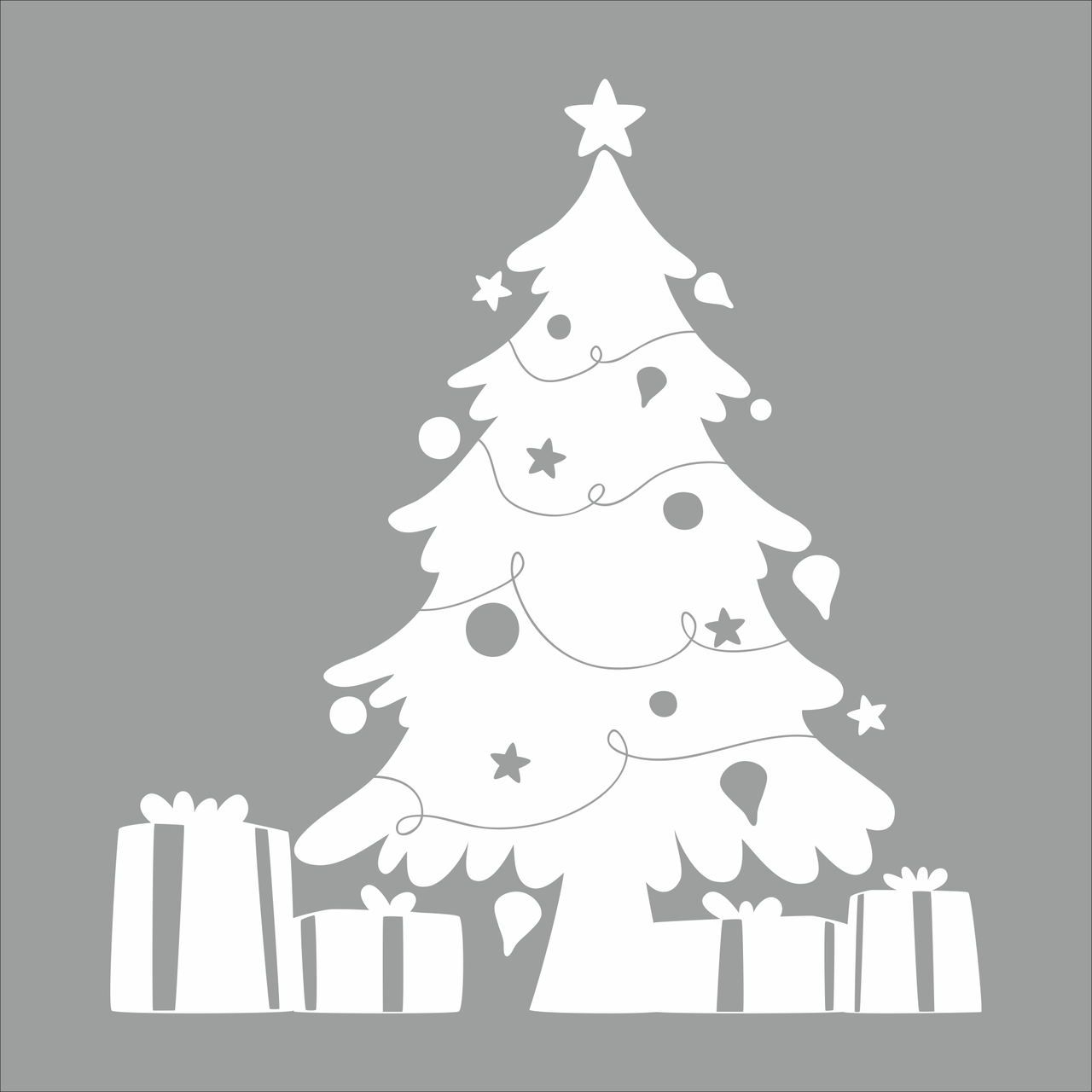 Новогодняя наклейка Елочка с подарками 40х43см (Елка новогодний декор стен самоклейка) глянцевая Белый - фото 5 - id-p2016420711