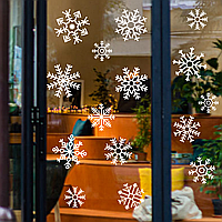 Наклейки новорічні Сніжинки Карпатські Набір 15 шт. (Сніг наклейки на скло новорічний декор) білі глянець