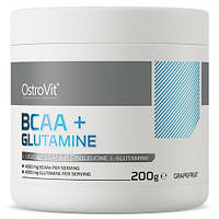 Аминокислоты (БЦАА) OstroVit BCAA + Glutamine (200 грамм.)(ГРЕЙПФРУТ)