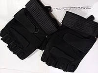 Перчатки тактические беспалые черные на лепучках #2ЧБ