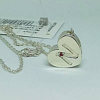 Серебряное колье сердце с буквой N - сердечко на цепочке из серебра с буквой N