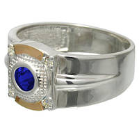Серебряное мужское кольцо с золотыми накладками "Свечение небес"