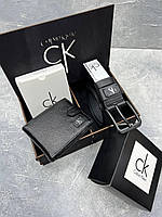Набор ремень и кошельок мужской кельвин клейн Calvin Klein ремень + Кошелек Selli Набір ремінь і кошельок