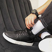 Мужские черные спортивные кроссовки из искусственной кожи на меху