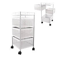 Стійка-етажерка для зберігання з металевими висувними полицями Біла 60х27х27см, органайзер з ящиками