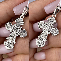 Серебряный православный крестик с распятием - нательный крестик из серебра 925 пробы