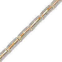 Женский серебряный браслет с золотыми пластинами 18.5 см