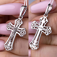 Православний срібний хрестик з Розп'яттям - натільний хрестик зі срібла