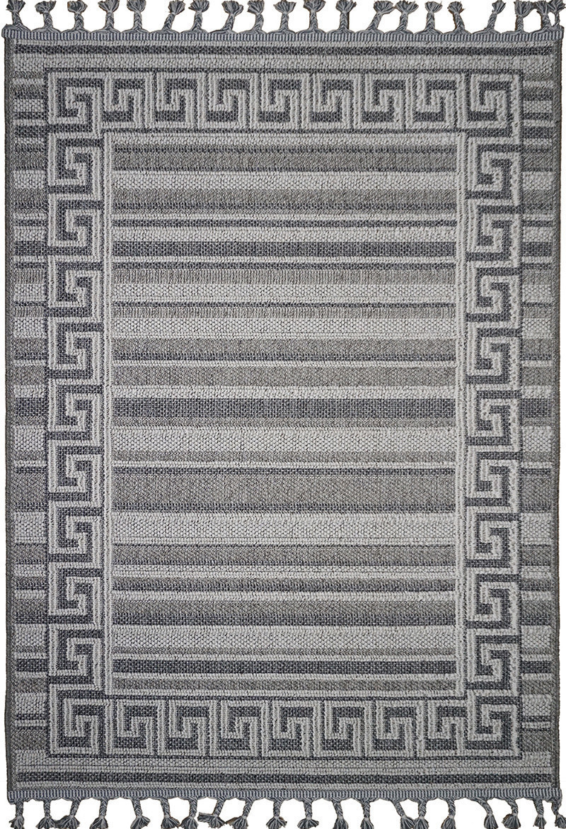 Безворсовий килим класичний рогожка CALIDO 08262A Anthracite/Beige, 2х3 м