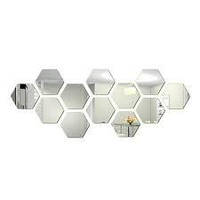 Дзеркальні наклейки Соти 4,6 см · Настінні акрилові елементи для декору інтер'єру, 10 шт. у комплекті