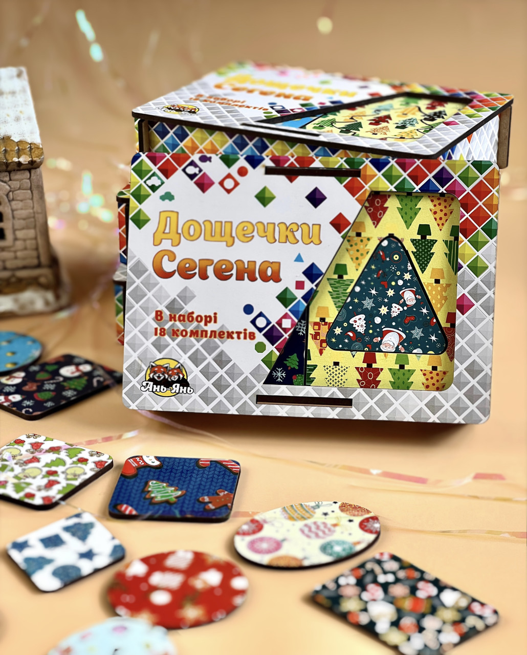 🎄Дощечки Сегена: "Новорічні візерунки — геометричні фігури"