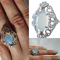 Роскошное серебряное женское кольцо с натуральным камнем Джамала