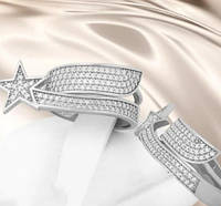 Серебряное женское кольцо с дорожкой фианитов Звезда - запоминающееся стильное женское кольцо